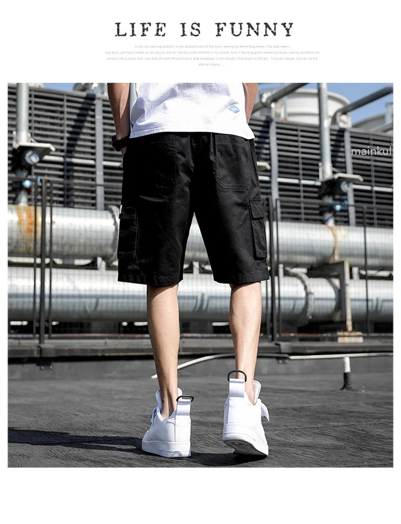 Plus Size Shorts Casual Summer Elastic Waist Cargo Short Men Streetwear Y2k Camouflage Fashion Bermuda Male Side Pocket Breeches
