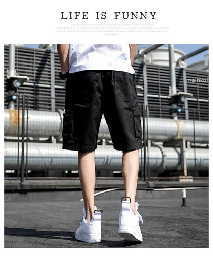 Plus Size Shorts Casual Summer Elastic Waist Cargo Short Men Streetwear Y2k Camouflage Fashion Bermuda Male Side Pocket Breeches