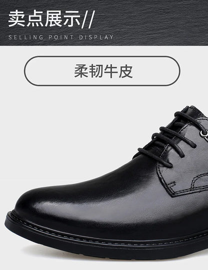 Leather Casual Elevator Shoes for Men 10cm Invisible Height Increase Casual Sneakers Business Formal Shoes