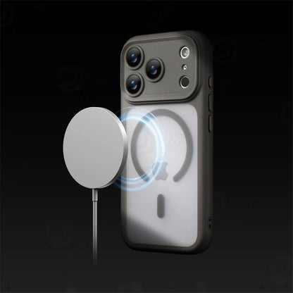 جراب خلفي برتقالي غير لامع ومقاوم للصدمات مع إطار عدسة كاميرا Magsafe قابل للفصل لهاتف iPhone 17Pro 17 Pro Max وزر الكاميرا