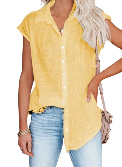 Summer Solid Cotton Linen Shirt Women's Clothing Casual Short Sleeve Tops Tee Ladies T-Shirts Blusas Thin Loose T Shirt Woman