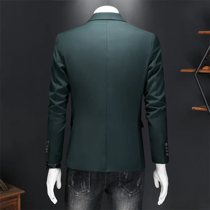 15 Color Fashion Mens Suit Jacket High Quality Slim Fit Solid Color Casual Business Mens Blazers Formal Office Wedding Suit Tops