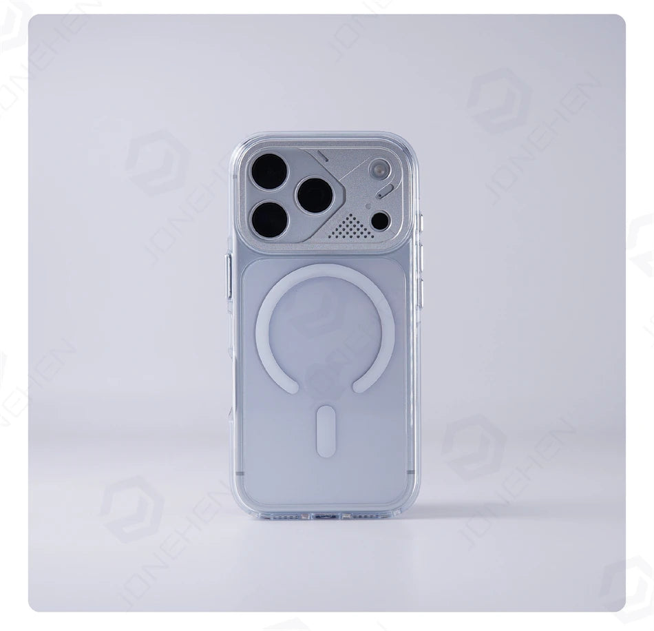Luxury Transparent For Magsafe Magnetic Case For iPhone 17 Pro Max 17pro Technology Style Metal Lens Protection Clear Hard Cover