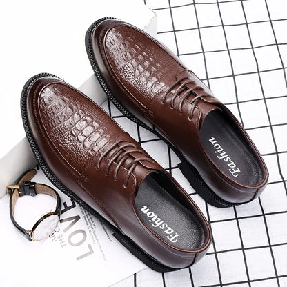 Luxury Brand Men Casual Flats Genuine Leather Business Oxford Shoes Antiskid Gentleman Shoes Crocodile Pattern Formal Dress Shoe
