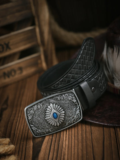A Men's and Women's Casual Retro Belt Western Style! PU Leather Belt with Metal Buckle, Suitable for Daily Work Wear