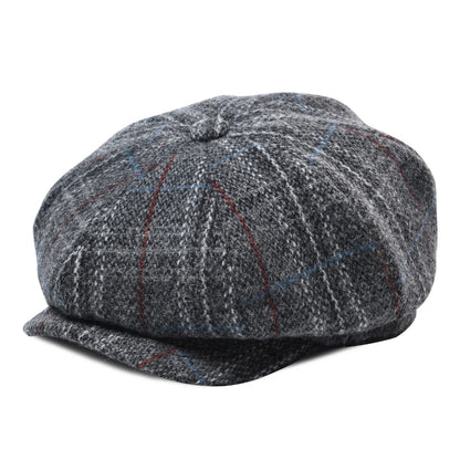 Wool Tweed Newsboy Cap Herringbone Men British Gatsby Retro Hat Driver Flat Cap for Male Vintage Herringbone Beret