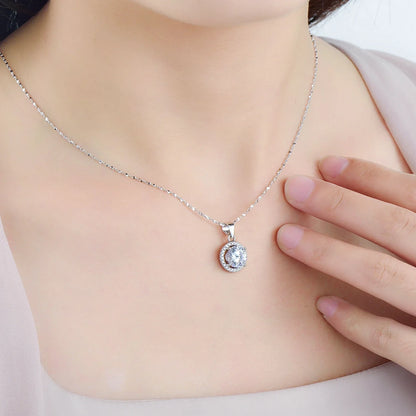 Genuine 925 Sterling Silver Luxury Chain Brand Necklace with 2.0Ct AAAAA Level Zircon Necklaces Gift Jewelry for women