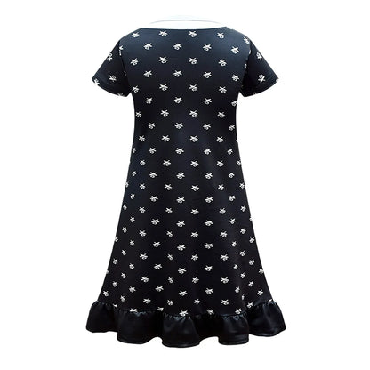 Wednesday Cosplay For Girls Costume Movie Addams Dresses for Girl Kids Mesh Party Dresses Halloween Carnival Costumes 4-12Yrs