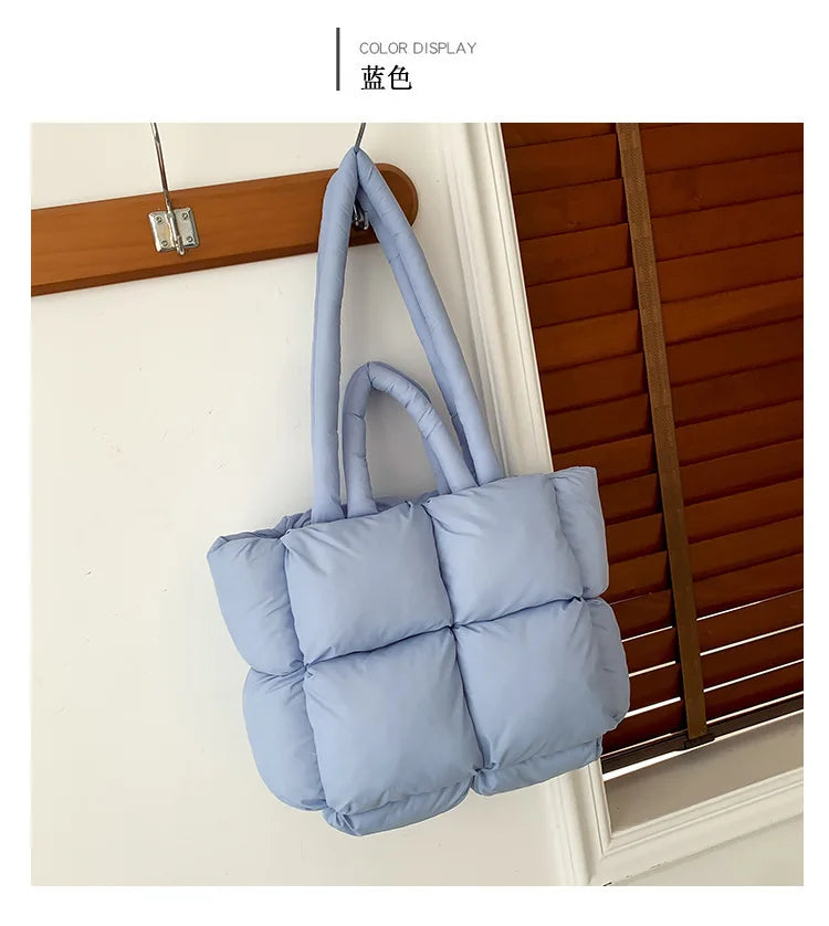 Fashion Soft Puffer Tote Bag Designer Quilted Women Shoulder Bags Nylon Padded Lady Handbags Down Cotton Warm Winter Shopper Bag