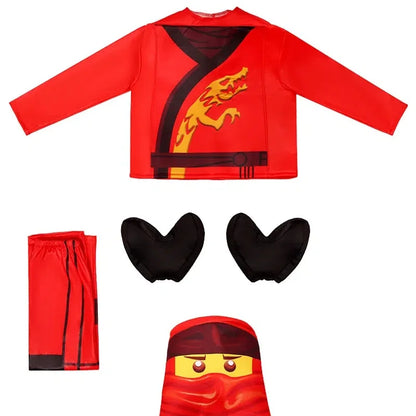 2026 New Kids Hidden Warrior Outfit Guy Boy Ninja Kai & Lloyd Costume Fancy Dress Up for Halloween Parties & Cosplay Gatherings