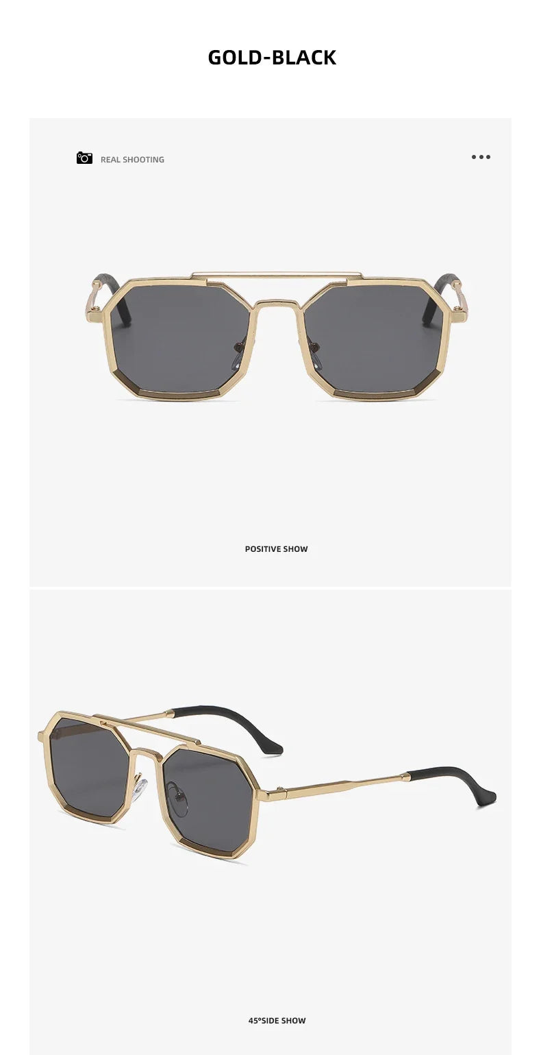Metal Sunglasses For Men Vintage Square Sunglasses Women Trendy Luxe Fashion Sun Glasses Steampunk Shades Gafas De Sol Hombre