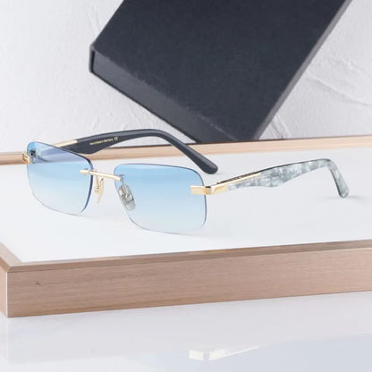 Luxury THE ARTIST I Rimless Sunglasses Alloy Acetate Designer Brand Fashion Design Irregular Square UV400 High Quality Men Women
