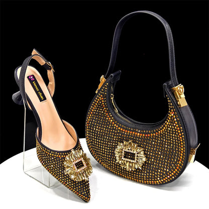 2025 Luxury Italian Design Women's Party Heels and Matching Handbag Set - Perfect for African Weddings and Special Occasions