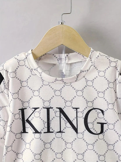 2025 Summer new children's suit Summer top and shorts 2-piece sportwear Cool boy pullover T-shirt Comfortable soft breathable li
