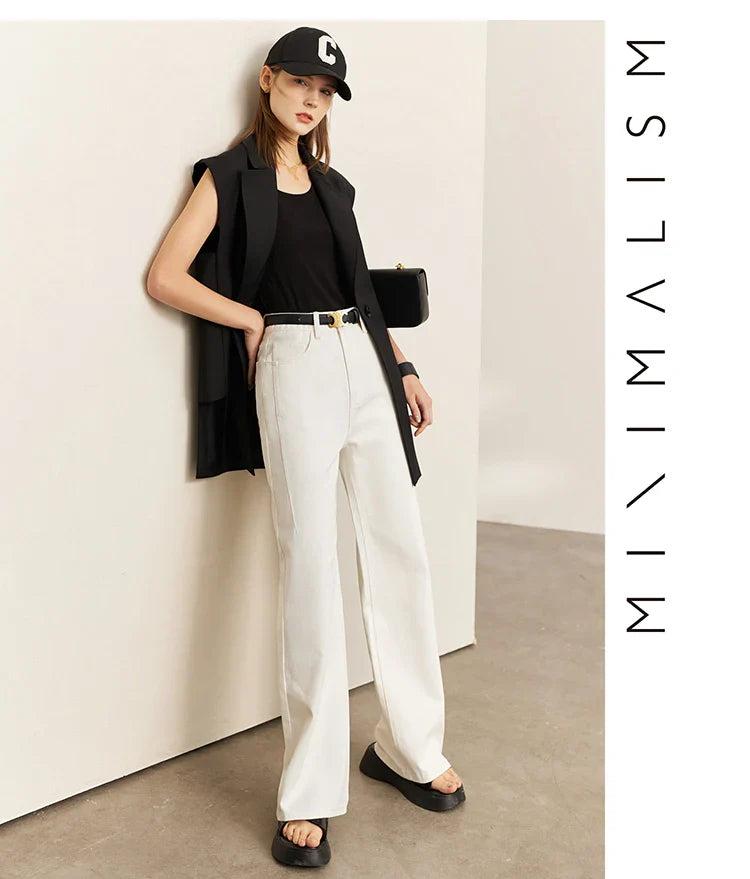 Minimalism Women Jeans 2025 Autumn Vintage Denim Pants Loose Wide Leg Pants Woman Casual Pants Female Trousers 12551002