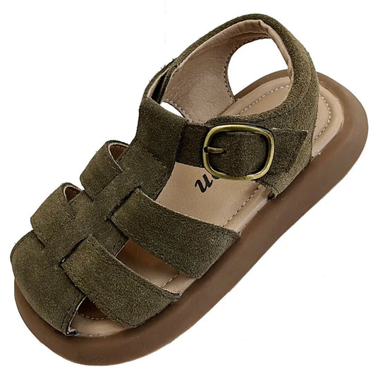 Children Roman Sandals Kids Hollow-out Toes Capped Sandals Fashion Kids Summer Beach Shoes Soft Bottom Anti-slippery Size 21-31