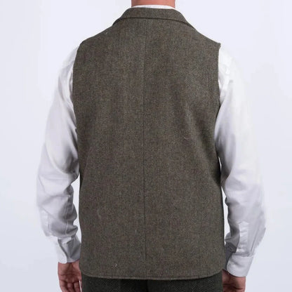Men Vest Coffee Herringbone With Lapel Single Button Waistcoat For Wedding Party Commute Business Office Work Daily Casual Vest