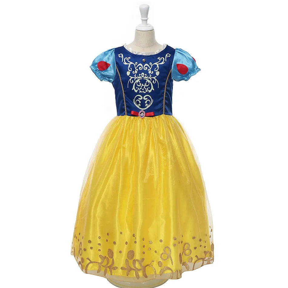 Muababy Princess Dress for Girls Aurora Belle Elsa Jasmine Cosplay Costume Party Halloween Carnival Outfit Kids 2-8Y Vestido