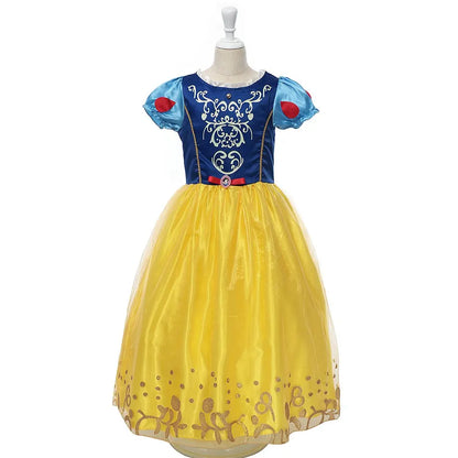 Muababy Princess Dress for Girls Aurora Belle Elsa Jasmine Cosplay Costume Party Halloween Carnival Outfit Kids 2-8Y Vestido