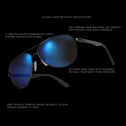 Aluminum Vintage Uv400 Pilot Polarized Sunglasses Shade for Men Driving Fishing Sun Glasses