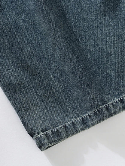 Summer Men's Straight Jeans Multi-Pockets Wide Leg Denim Cargo Pants 8XL 7XL 6XL Big Size Lightweight Baggy Jeans Trousers