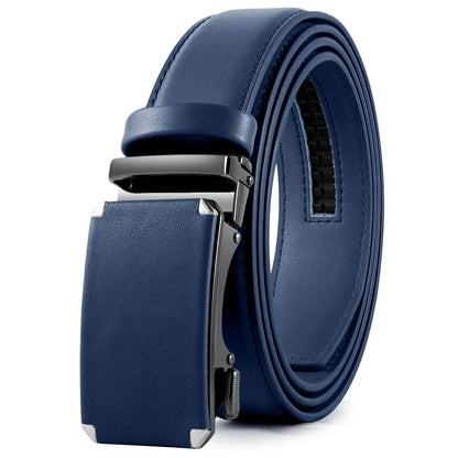 Mens Leather Belt Metal Automatic Genuine Leather Belts Leisure Fashion Ratchet Belts for Men Pants Fashion Genuine Leather Belt