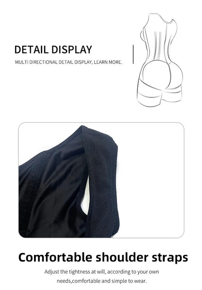Fajas Shapewear Bodysuit Body Shaper Women 9-bone High Compression Girdles Double Tummy Control Full Body Open Crotch