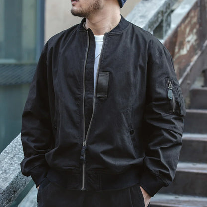 Retro MA1 Bomber Flight Jackets Green Windproof Pilot Jacket Casual Motorcycle Baseball Coat for Men's Spring and Autumn