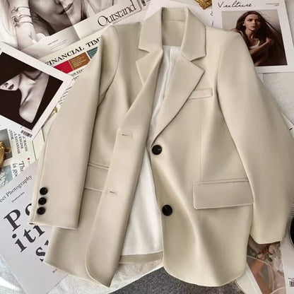 Korean Temperament Slim Blazers Women Spring Autumn Elegant Versatile Back Split Suit Jacket Single Breasted Loose Casual Coat