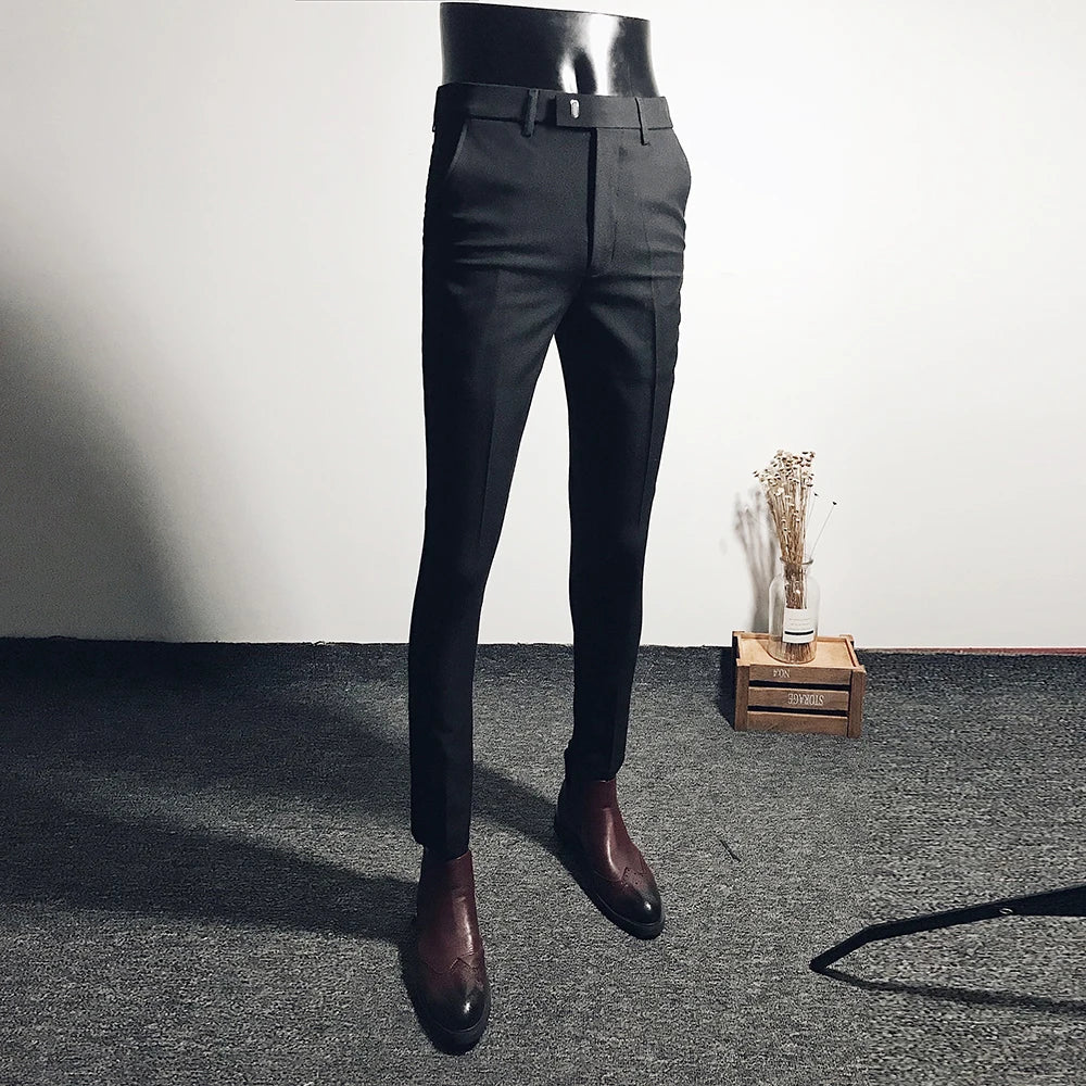 Men Suit Pants Dress Pantalone Hombre Stretch Slim Formal Trousers Calça Masculina Solid Color Casual Pants Fashion Men Clothing
