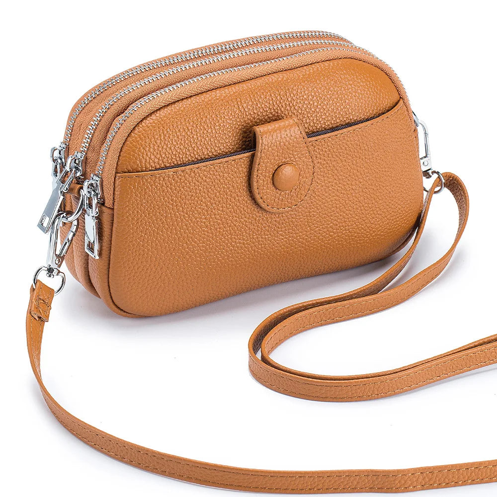 Genuine Leather One Shoulder Bag Women Casual Crossbody Bag Designer Small Handbag Lipstick Key Phone Pouch Case For Female