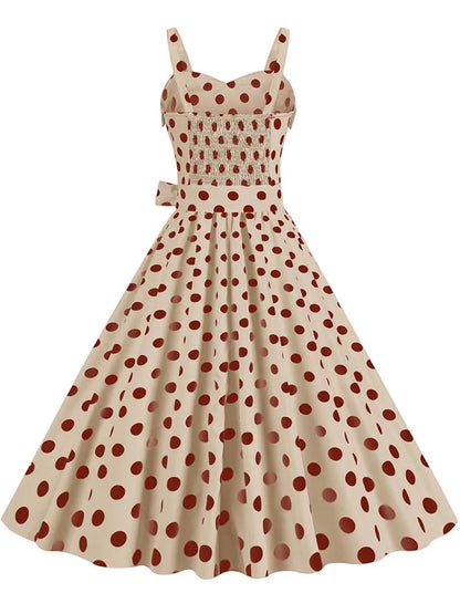 Spaghetti Strap Pink Plaid Dress Women Summer Elegant Vintage 50s Rockabilly Swing Party Dress