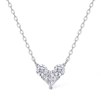 4mm Princess Cut Moissanite Necklace 925 Sterling Sliver Chain Plated 18k White Gold Heart Necklace for Women Jewelry