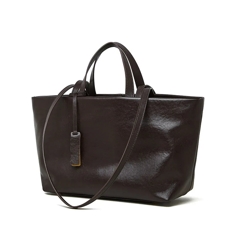 Luxury Women's Shoulder Bag Soft Leather Large Capacity Square Fashion Tote Bag Korean Fashionable Handbag Shopping Underarm Bag