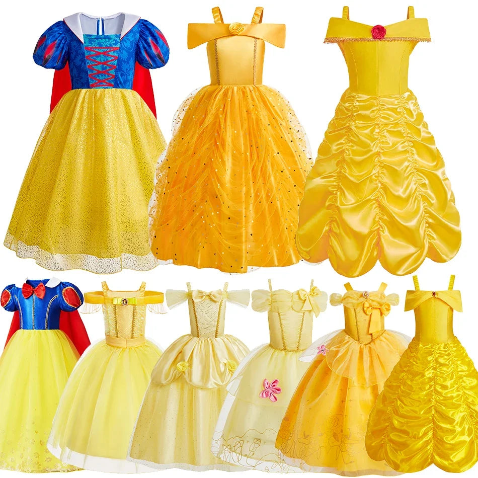 Girls Halloween Belle Dresses Girl Snow White Dress Kids Christmas Carnival Cosplay Clothes Children Princess Costumes
