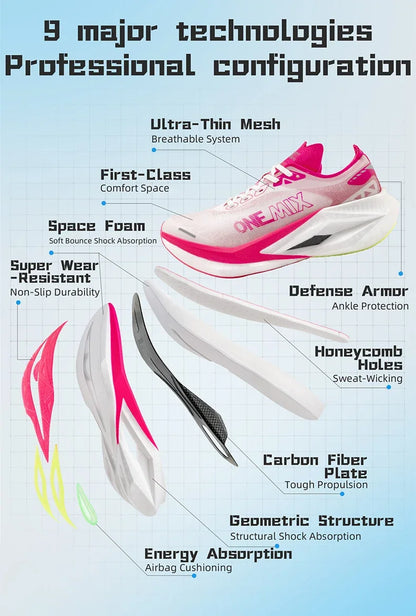 Professional Marathon Racing Running Training Shoes Men Full-length Shock Absorption Sports Carbon Plate Walking Sneakers