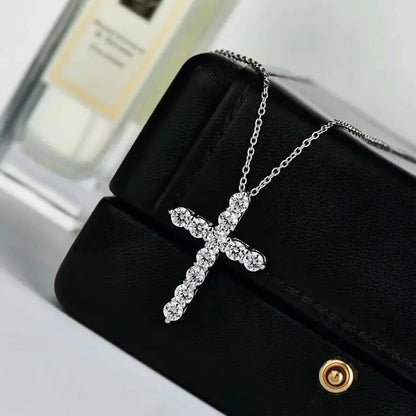 GRA Certified 3.5MM Moissanite Cross Pendant Necklaces for Women S925 Sterling Silver Clavicle Chains Fine Jewelry Gift