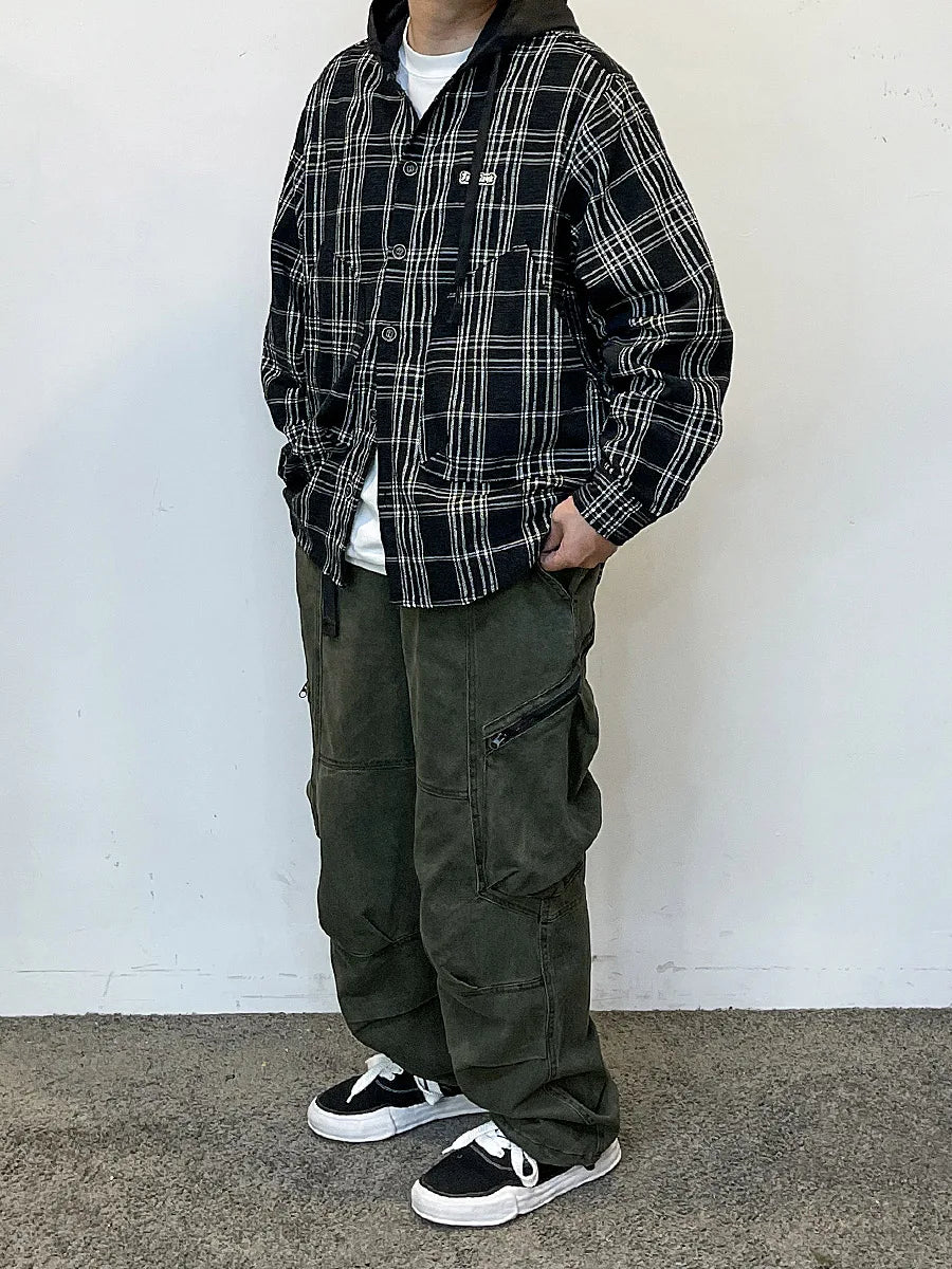 American Streetwear Army Green Cargo Pants For Men High Quality Hip Hop Skateboard Baggy Pants Korean Fashion Trousers Male