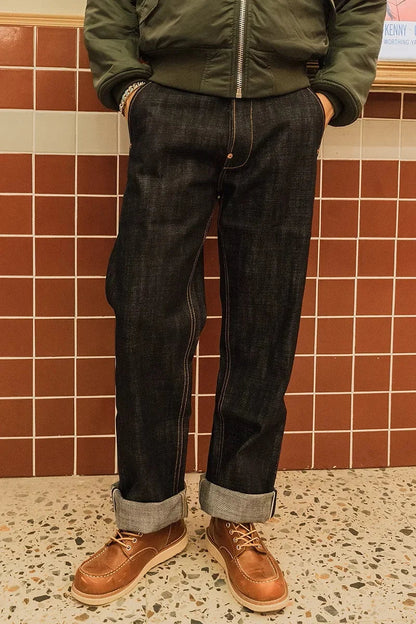 Denim Jeans Loose Straight Fit Heavyweight Raw Denim Pants