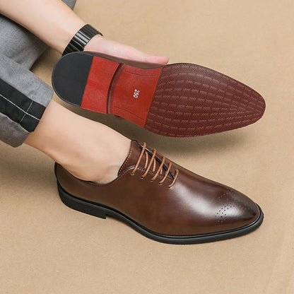 Men's Genuine Leather Dress Shoes Classic Oxford Soft Comfortable Lining Non-Slip Rubber Sole Business Office Formal Occasions