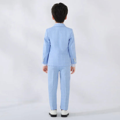 Boys Suit Wedding Ring Bearer Outfit Kids Suit Set Plaid Striped Blazer Suit Pants Bow Tie Pink Suit 2-14Years