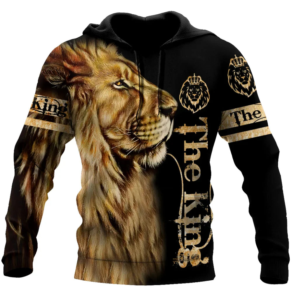 Spring and Autumn Tiger Lion Tattoo 3D Printed Men's Hoodie Unisex Harajuku Fun Hip Hop Sweatshirt Street Essential Oversized
