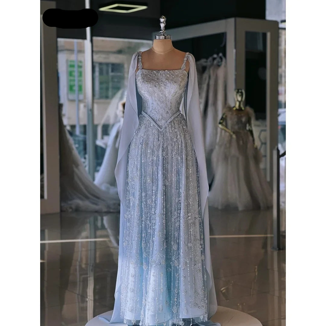 Beaded Lace Elegant Evening Dresses for Woman Luxury Women Evening Dress Custom Made Line A Shawl Bespoke Occasion Dresses