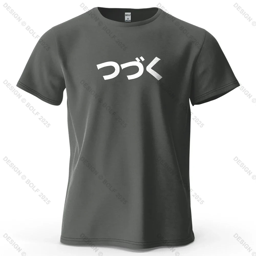 Japanese Character Printed Men's T-Shirt 100% Cotton Oversized Cultural Graphic Tees for Women Tops Tees Casual Streetwear