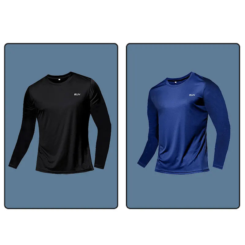 Men Long Sleeve Sport T-shirt Quick Dry Running Shirt Breathable Anti-sweat Top Gym T Shirt Men Fitness Gym Clothing Men 2023