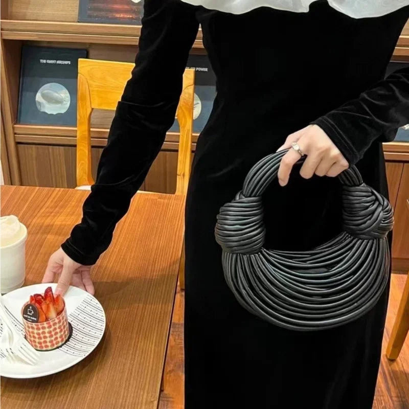 Ladies2025New Luxury Designer Handbags Hand-woven Noodle Bag Knot Bag silver Dinner Bag