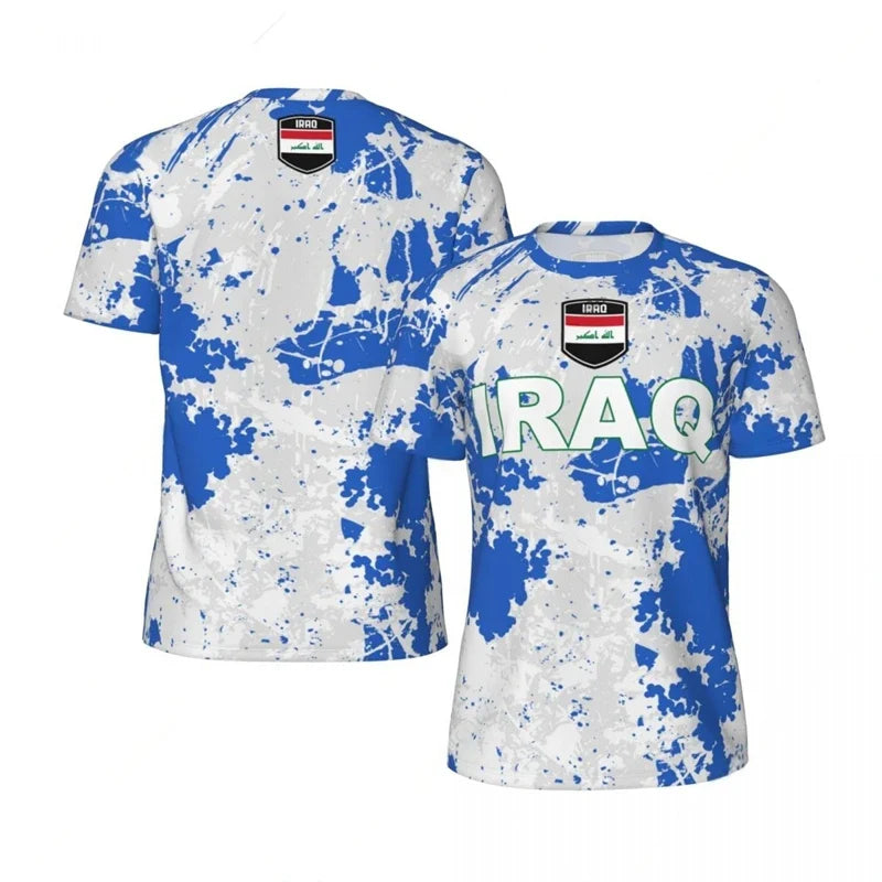 IRAQ Flag 3D Print Sport Quick Dry Breathable Men T-shirt Outdoor Football Jersey Team Fan Loose Short Sleeve Summer Top Clothes