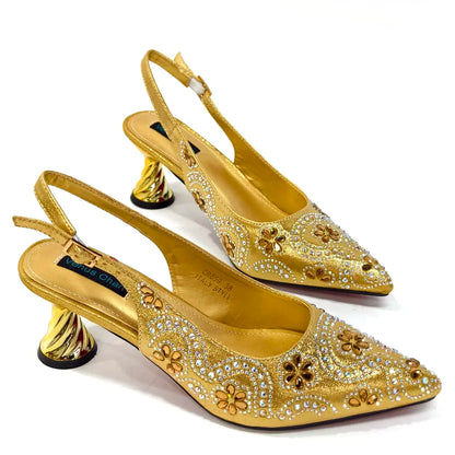 2024 Elegant Rhinestone Pointed-Toe Pumps With Matching Bag Set Large Capacity Bag for Women's Party High Heels