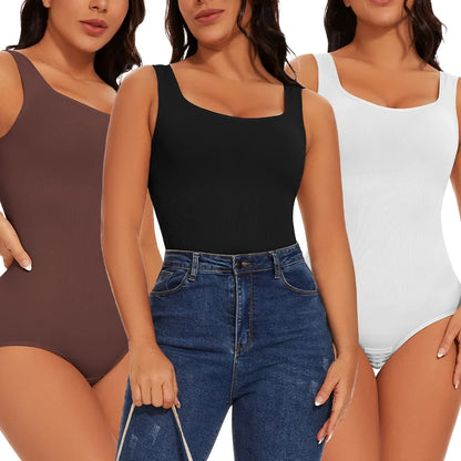 Women's Wide Strap Tummy Control Shapewear Bodysuit Comfortable Non-Slip Fitness Wear for Abdomen Toning Stylish Daily Wear Outf