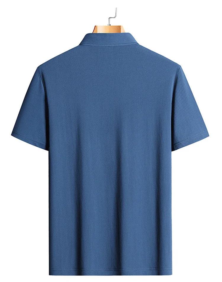 M-9XL Summer Polo Shirt Men New Breathable Mesh Ice Silk Quick-drying Short-sleeved T-shirt Elastic Sports Tops Men Clothing